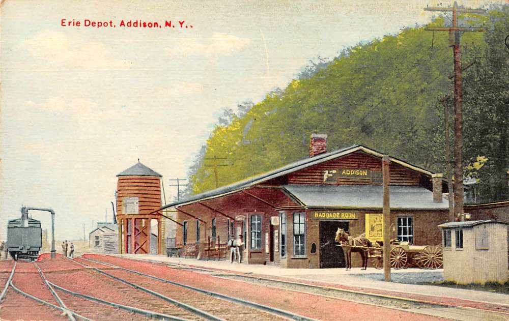 Addison New York Erie Depot Train Station Vintage Postcard AA7924