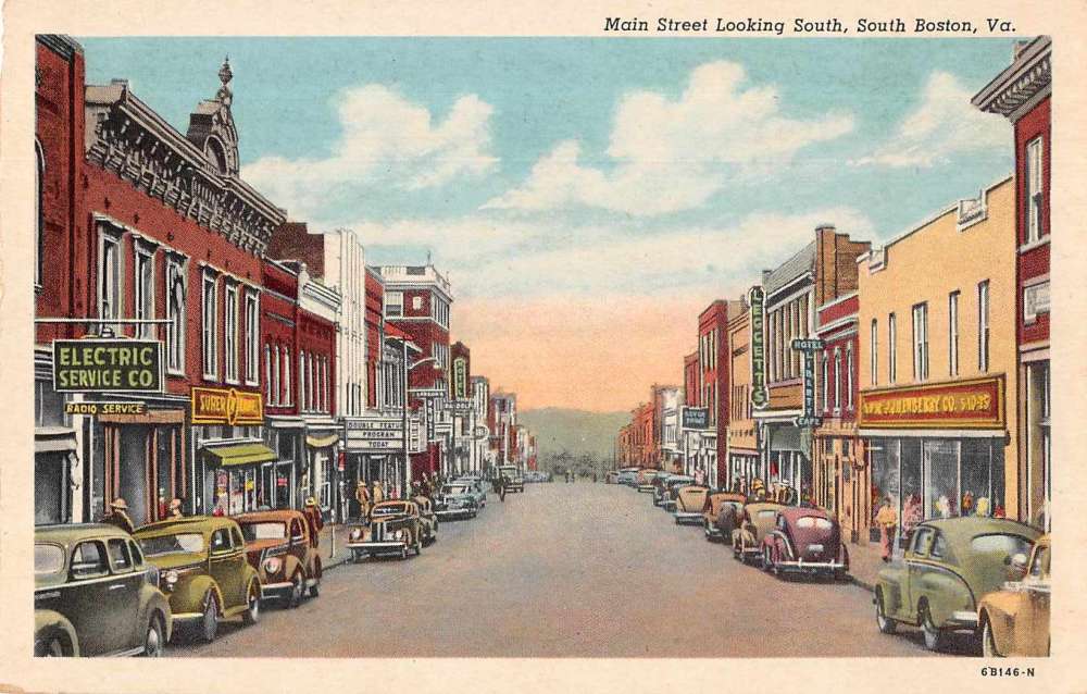 South Boston Virginia Main Street Looking South Vintage Postcard AA8026