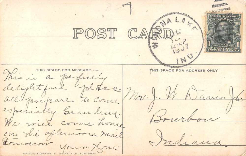 Winona Lake Indiana Driveway Vintage Postcard AA8414 - Image 2