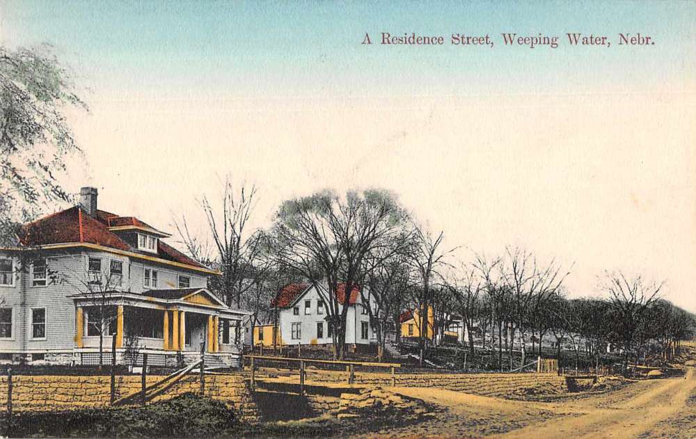 Weeping Water Nebraska Residence Street Vintage Postcard AA8473