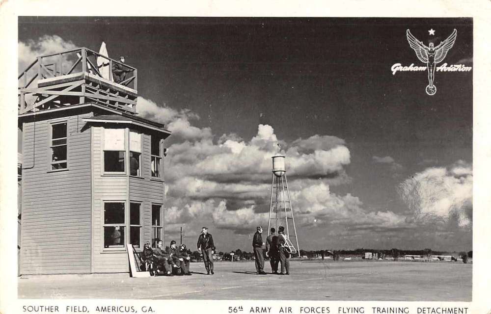 Souther Field Airport Army Base Americus Photo Vintage Postcard