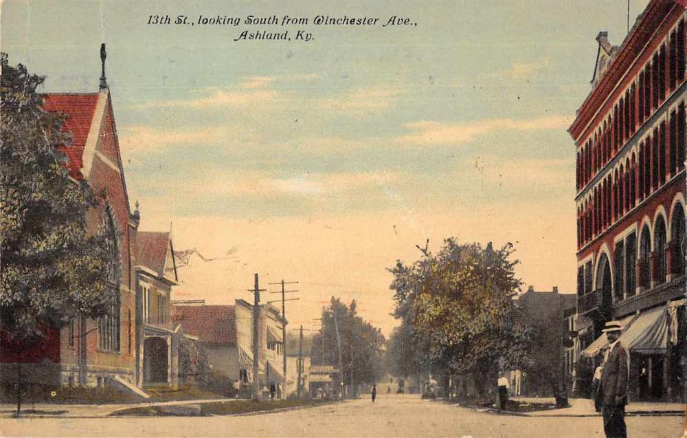 Ashland Kentucky 13th Street Looking South Vintage Postcard AA9258