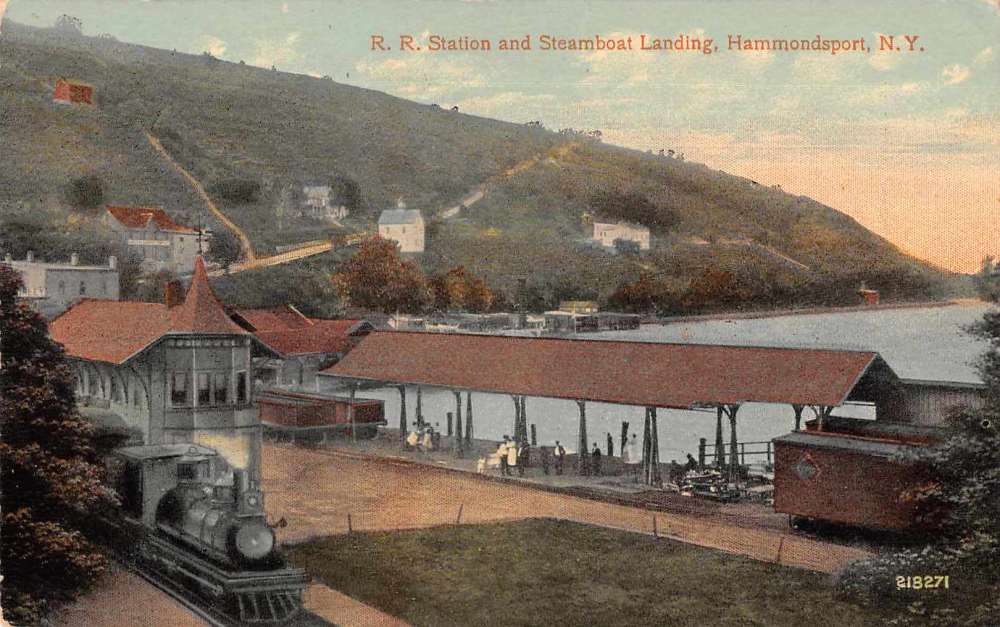 Hammondsport New York Train Station and Steamboat Landing Postcard