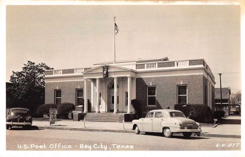 Bay City Texas Post Office Real Photo Vintage Postcard AA10159 Mary L