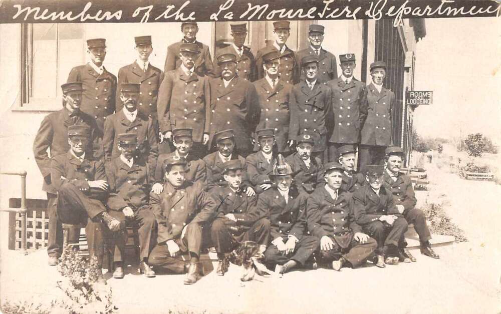 La Moure North Dakota Fire Department Members Real Photo Postcard