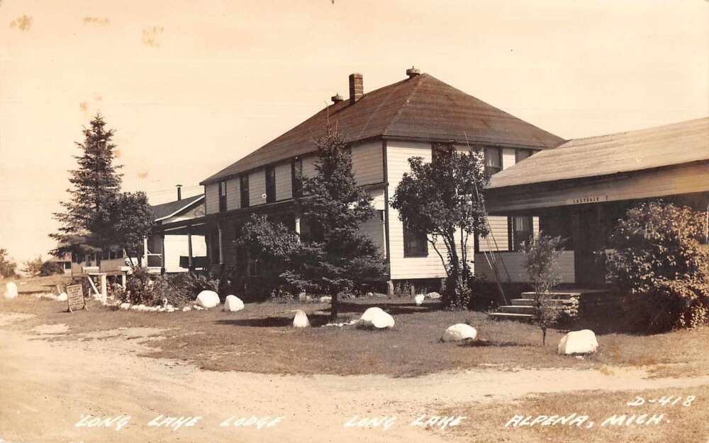 Alpena Michigan Long Lake Lodge Real Photo Vintage Postcard AA11724