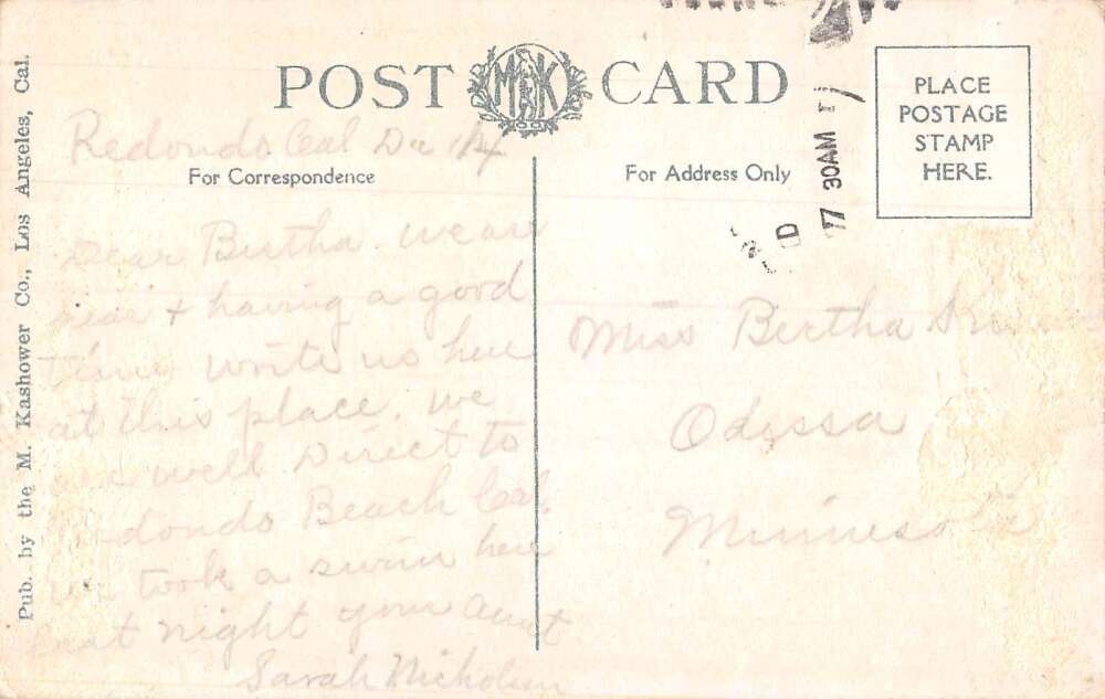 Redondo Beach California interior view Bath House antique pc BB3166 - Image 2