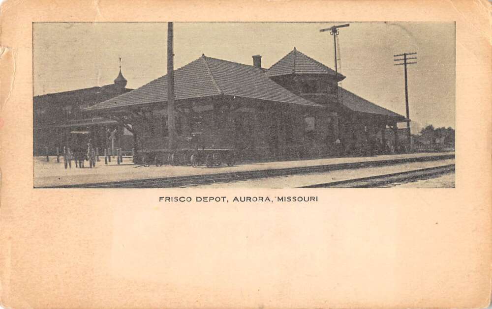 Aurora Missouri Frisco Depot Train Station Vintage Postcard AA13425