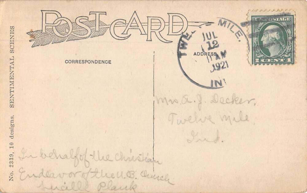 Twelve Mile Indiana Farming Greetings Vintage Postcard AA13516 - Image 2