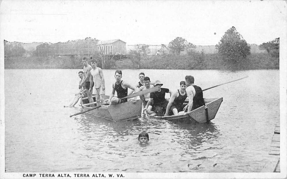Terra Alta West Virginia Camp Terra Alta Canoeing Vintage Postcard