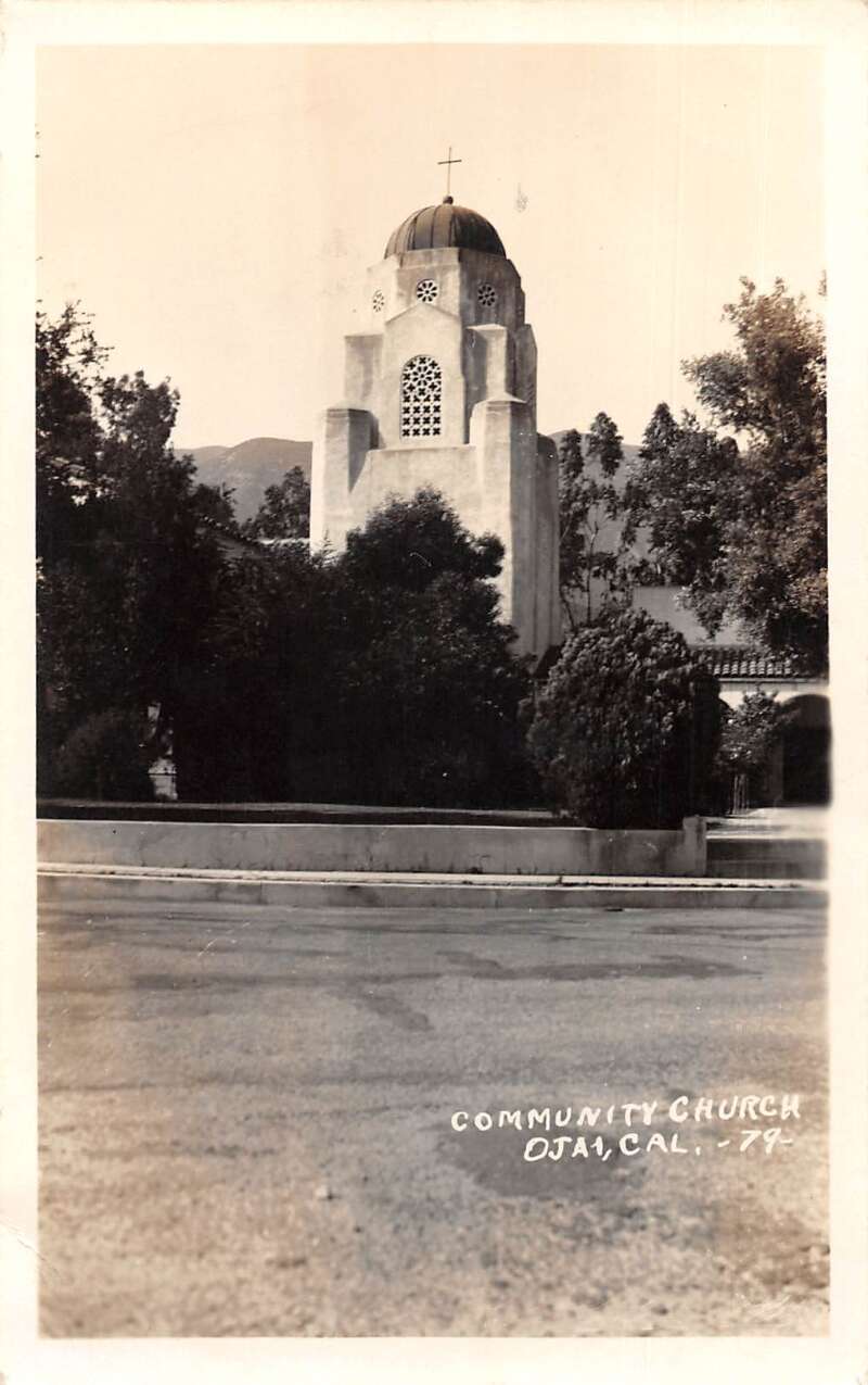 Ojai California Community Church Real Photo Vintage Postcard AA15207