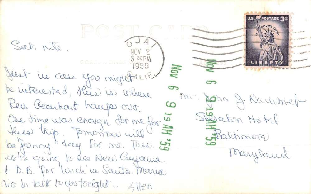 Ojai California Community Church Real Photo Vintage Postcard AA15207 - Image 2