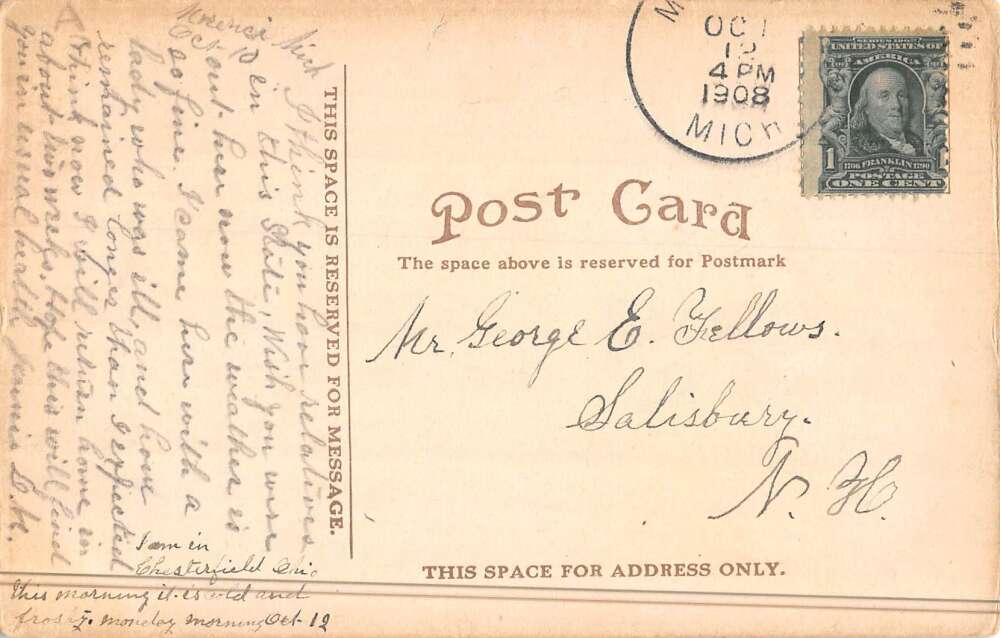 Morenci Michigan view from street Hotel Blair antique pc DD5515 Mary