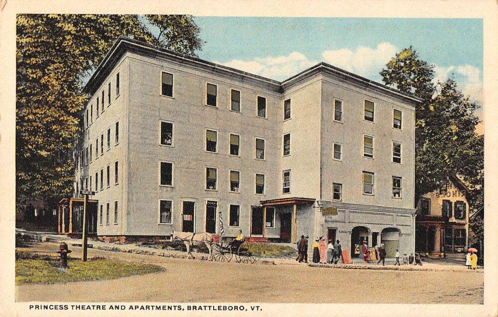 Brattleboro Vermont Princess Theatre and Apartments Vintage Postcard