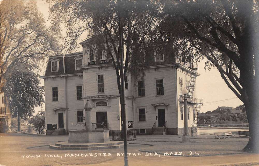 Manchester by the Sea Massachusetts Town Hall Real Photo Postcard