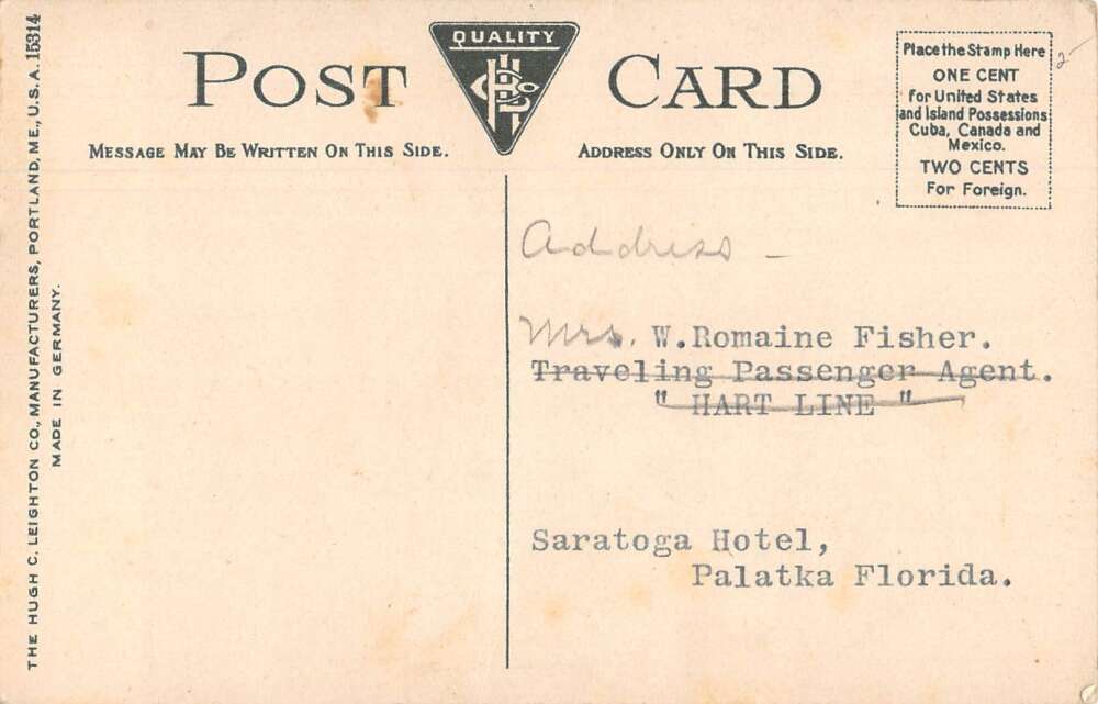 Palatka Florida The Saratoga Hotel Vintage Postcard AA18052 - Image 2