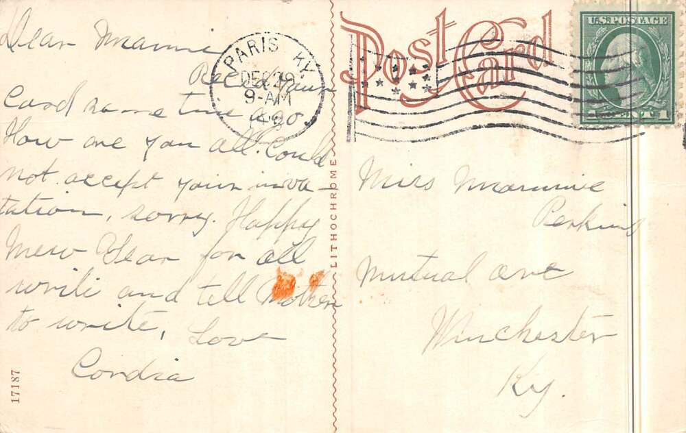 Paris Kentucky street view of Public School antique pc DD8296 - Image 2