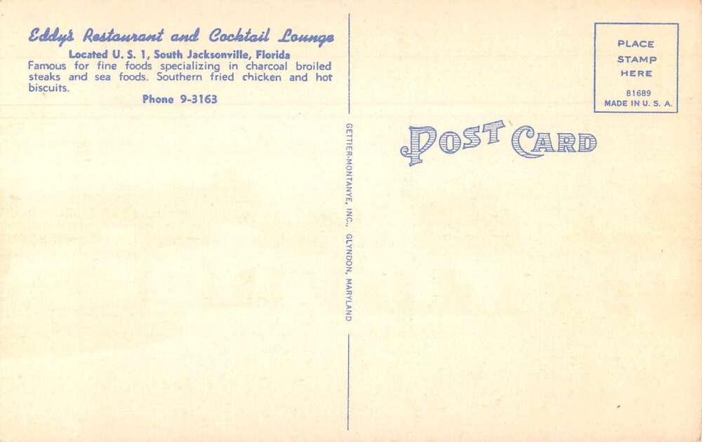 South Jacksonville Florida Eddy's Restaurant and Cocktail Lounge PC AA19654 - Image 2