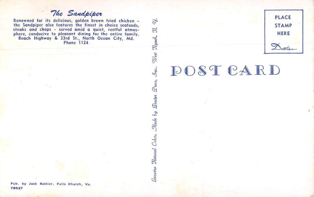 Ocean City Maryland The Sandpiper Restaurant Vintage Postcard AA19662 - Image 2
