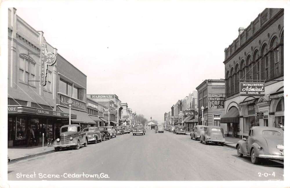 Cedartown Street Scene Real Photo Vintage Postcard AA19943