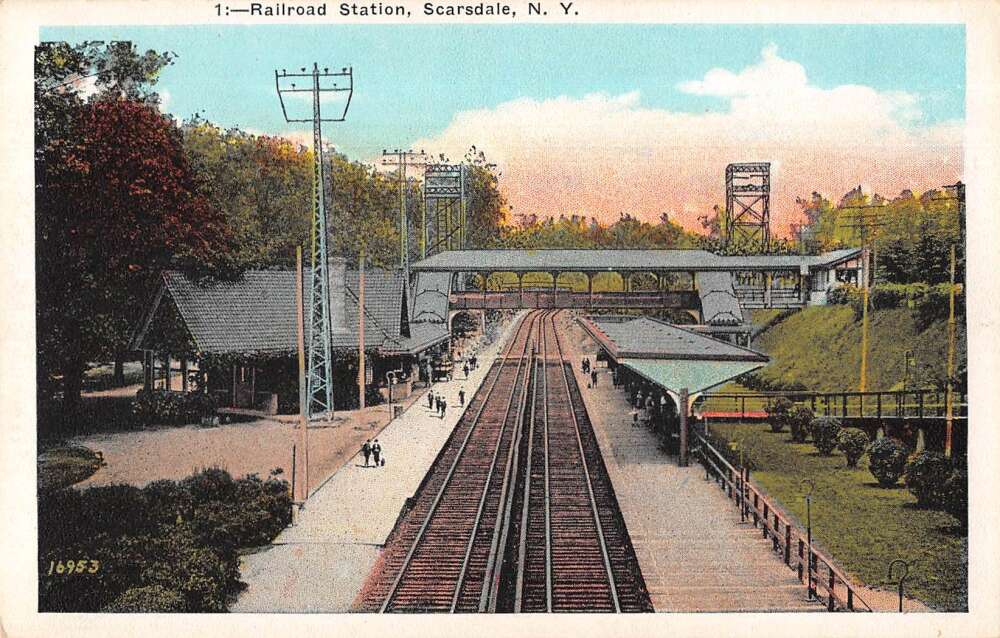 Scarsdale New York Railroad Station Vintage Postcard AA20123