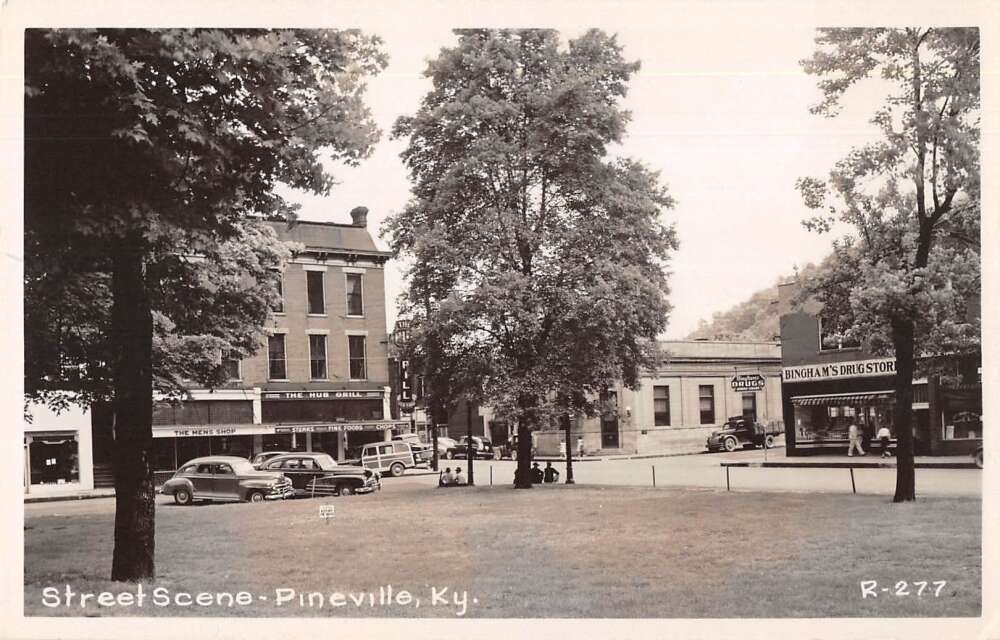Pineville Kentucky Street Scene Drug Store Real Photo Postcard AA21473