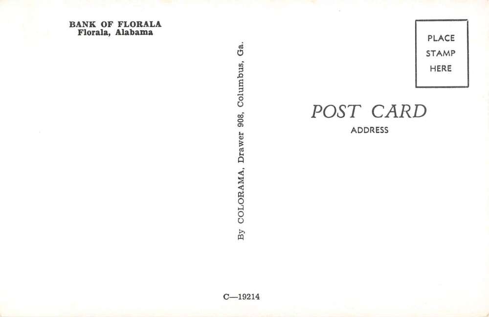 Florala Alabama Bank of Florala Vintage Postcard AA23028 Mary L