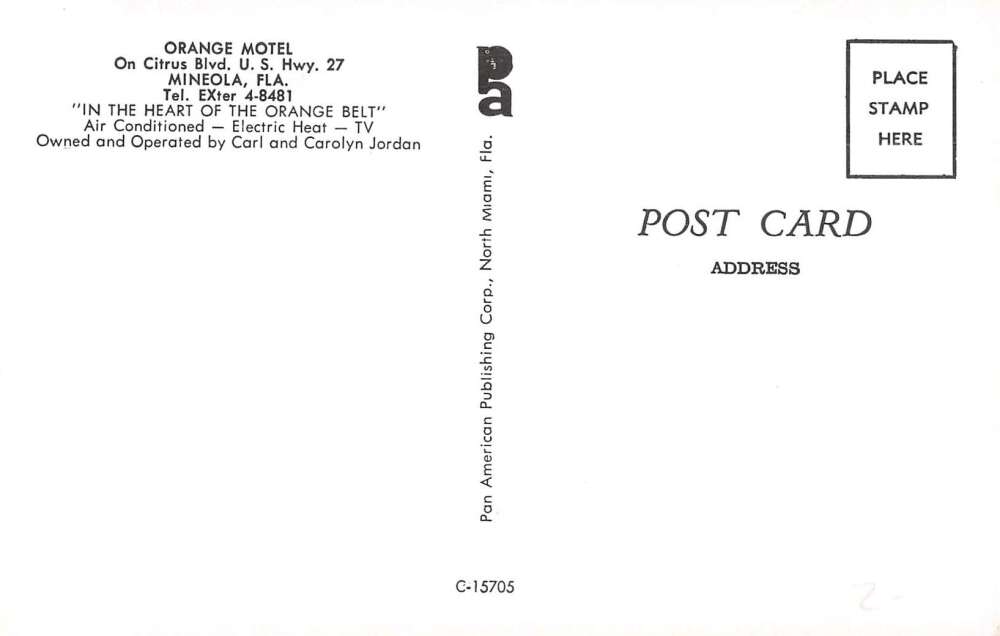 Mineola Florida Orange Motel Vintage Postcard AA23081 - Image 2