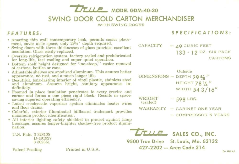 True Swing Door Refrigerator Coke Sprite Tab Advertising Non PC Back AA26612 - Image 2