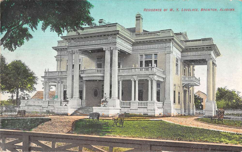 Brewton Alabama WY Lovelace Residence Vintage Postcard AA24321