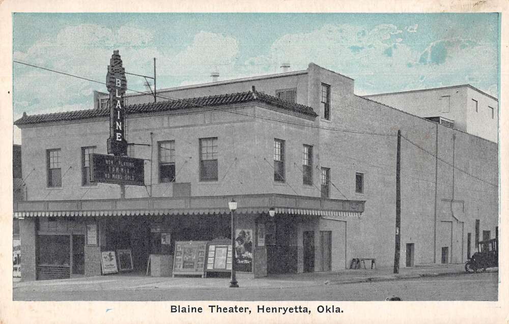 Henryetta Oklahoma Blaine Theater Vintage Postcard AA24359 Mary L