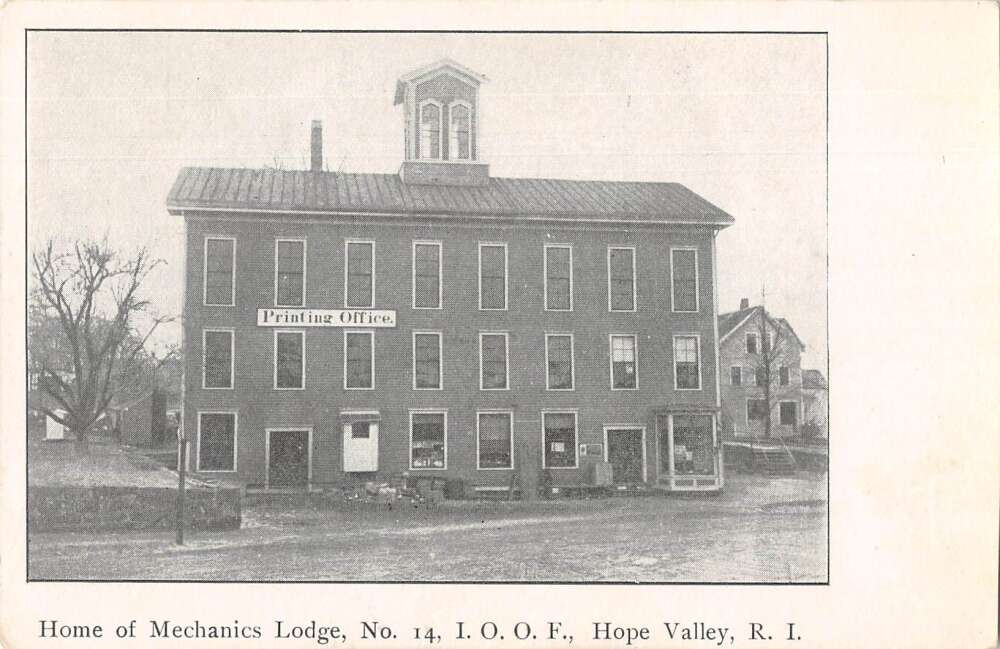 Hope Valley Rhode Island IOOF Mechanics Lodge Vintage Postcard AA24479