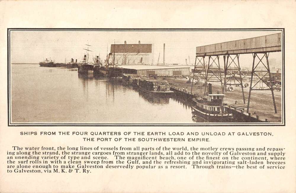 Galveston Texas Port Harbor Ships Loading Vintage Postcard AA24681