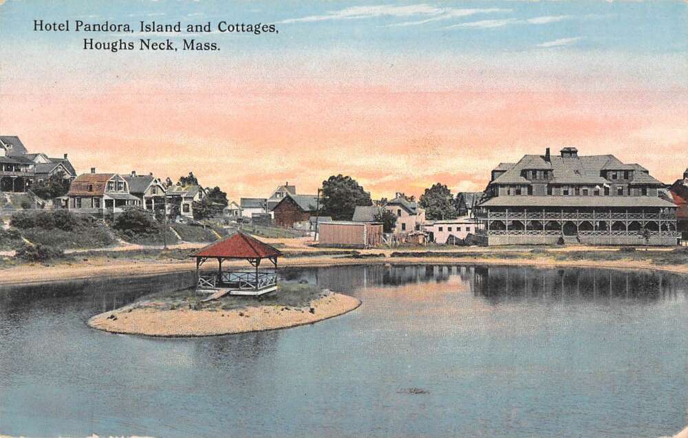 Houghs Neck Massachusetts Hotel Pandora Island and Cottages Postcard