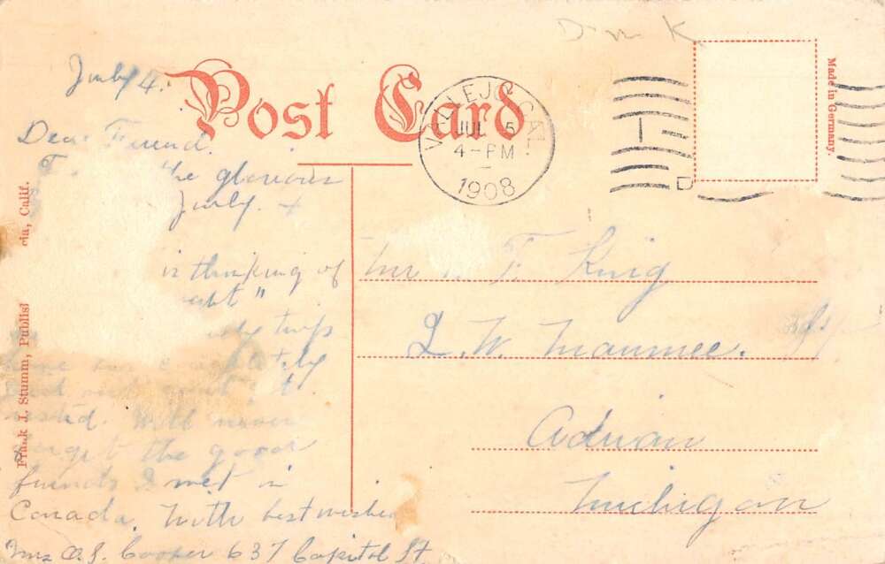 Vallejo California Georgia Street Vintage Postcard AA25354 - Image 2