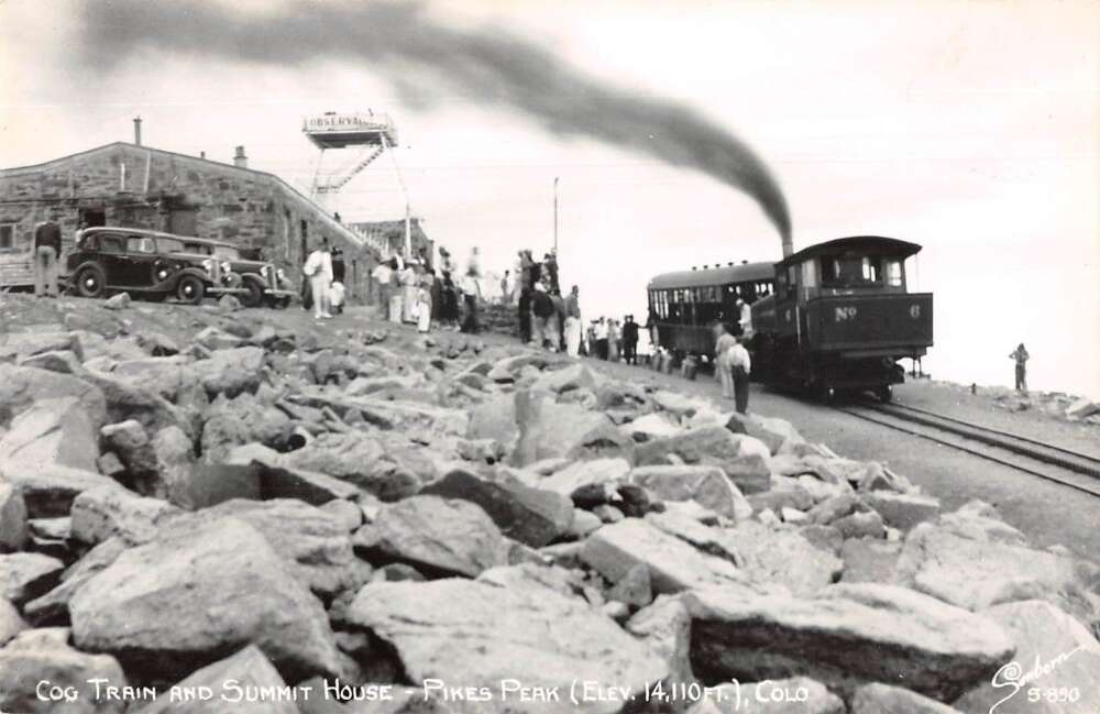 Pikes Peak Colorado Summit House and Train Station Real Photo Postcard AA25689