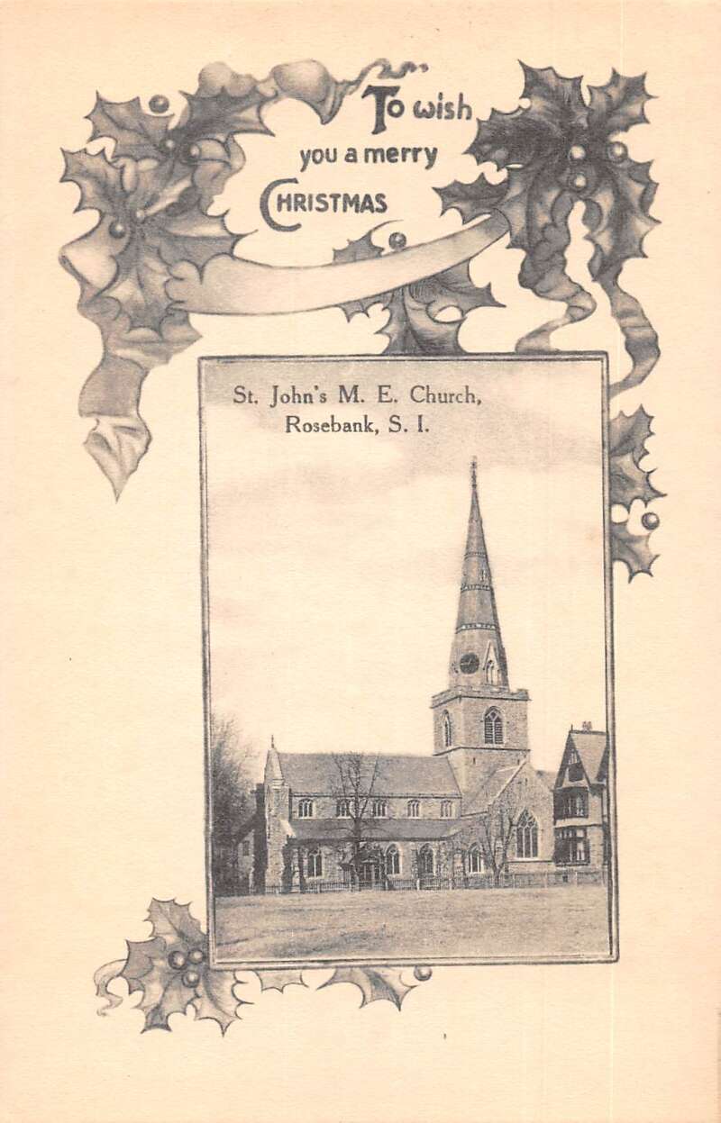 Rosebank Staten Island New York St John's ME Church Vintage Postcard