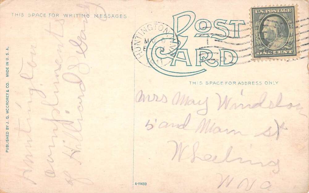 Huntington West Virginia Cliffside Park Entrance Vintage Postcard AA25929 - Image 2