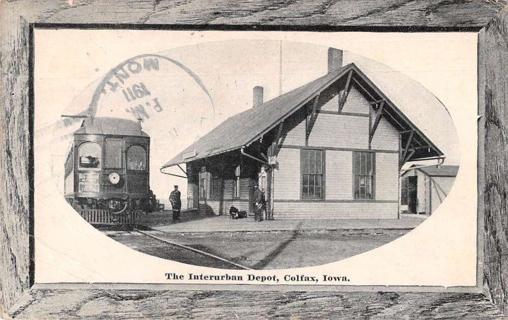 Colfax Iowa Interurban Depot Train Station Vintage Postcard AA25933