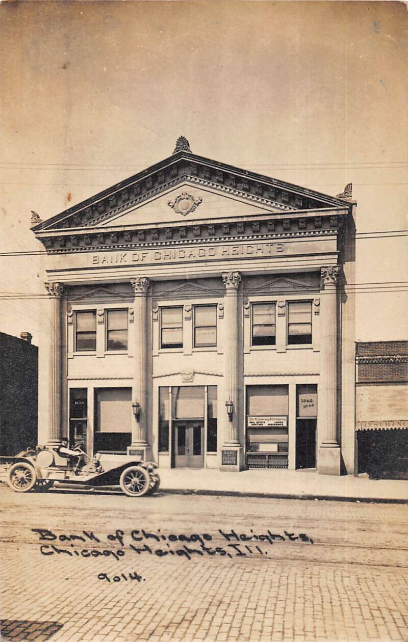 Chicago Heights Illinois Bank of Chicago Heights Real Photo Postcard AA26335