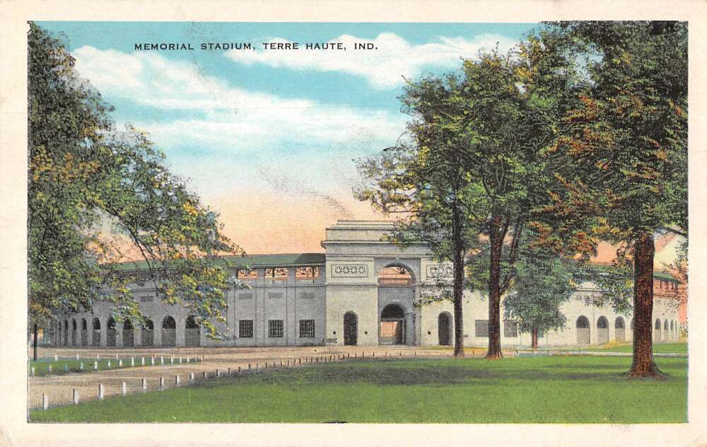 Terre Haute Indiana Memorial Stadium Vintage Postcard AA26648 Mary L