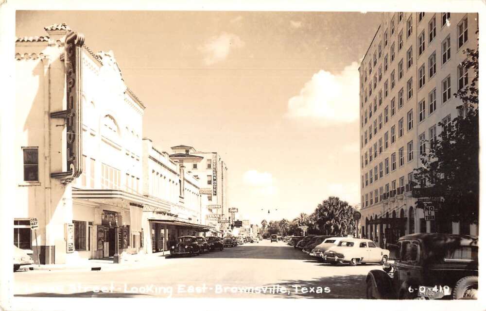 Brownsville Texas Levee Street Real Photo Vintage Postcard AA26656
