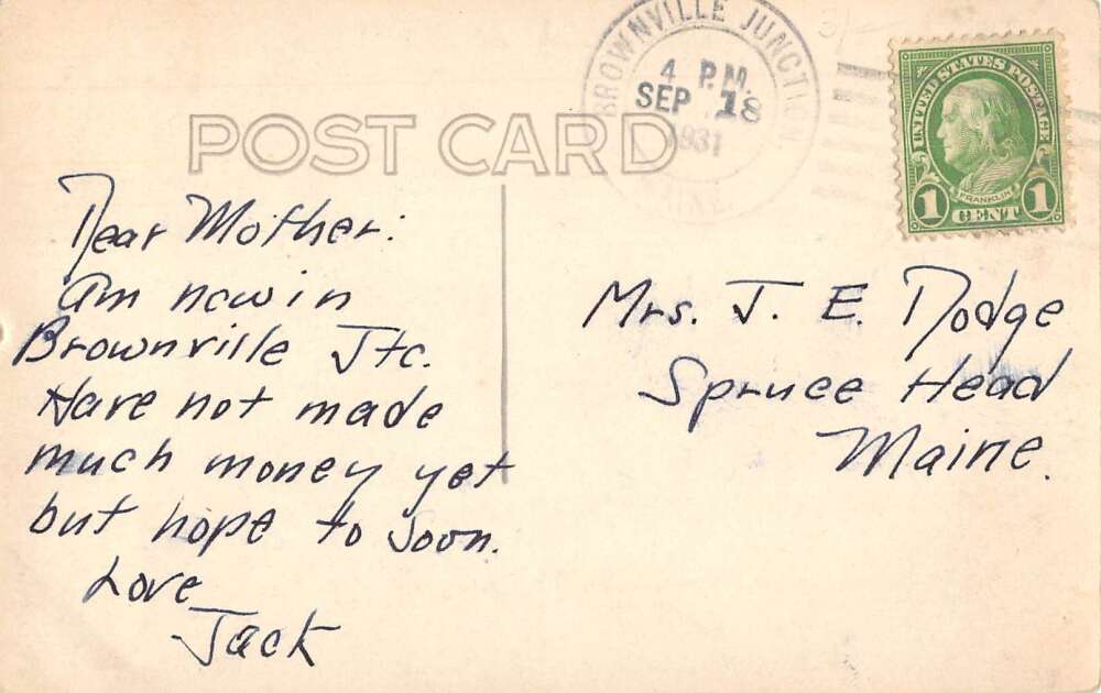 Brownville Junction Maine Main Street Real Photo Vintage Postcard AA27149 - Image 2