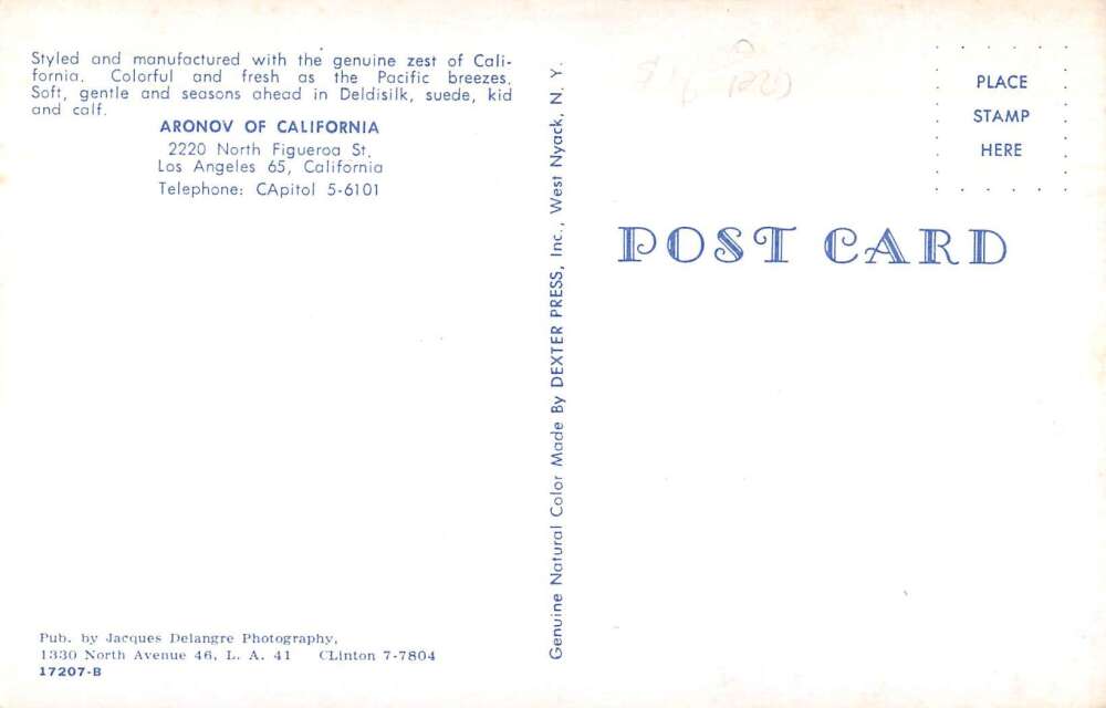 Los Angeles California Aronov Womens Shoes Advertising Vintage Postcard AA28089 - Image 2