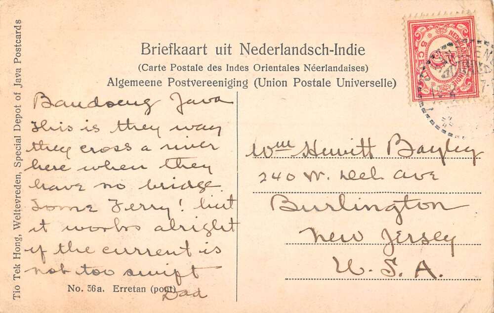 Java Indonesia River Ferry Boats Vintage Postcard AA28169 - Image 2