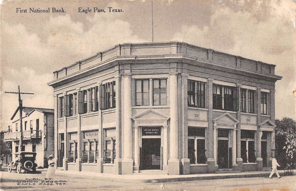 Eagle Pass Texas First National Bank Vintage Postcard AA28396