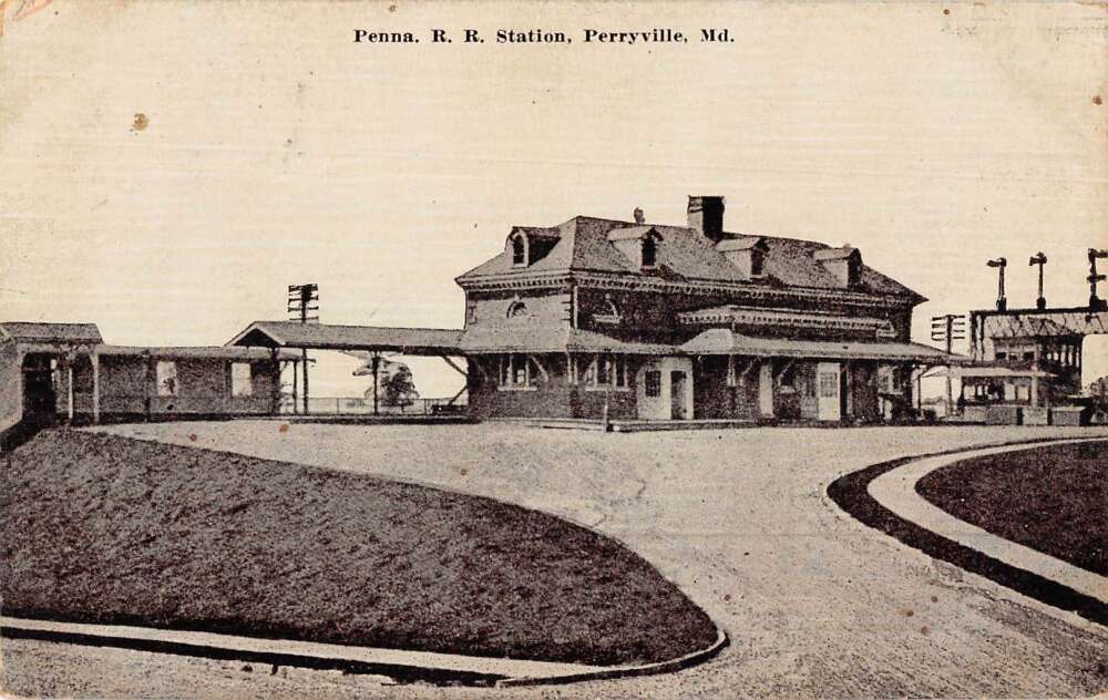 Perryville Maryland Train Station Vintage Postcard AA28719 Mary L