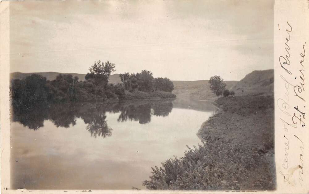 Fort Pierre South Dakota Bad River Scenic View Real Photo Postcard