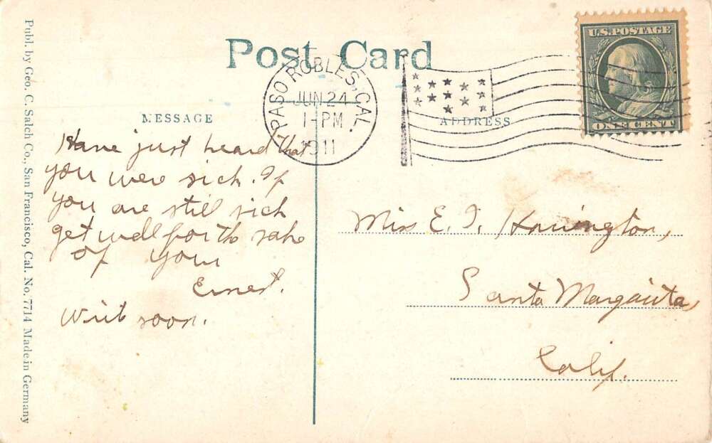 Paso Robles California Limited Horse Trolley Vintage Postcard AA29052 - Image 2