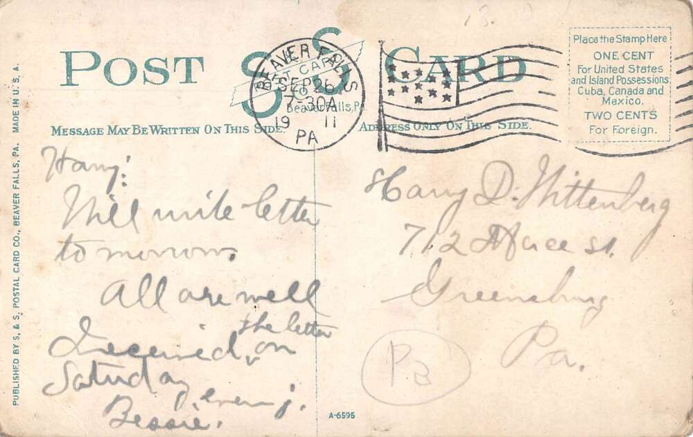 Beaver Falls Pennsylvania Brighton Train Station Vintage Postcard AA29311 - Image 2